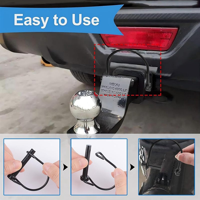 INCREWAY Wire Lock Pin, 34PCS 1/4" Carbon Steel Shaft Locking Pin Safety Coupler Pin Round Loop Wire Lock Trailers Pin for Farm Lawn Garden - Image 5